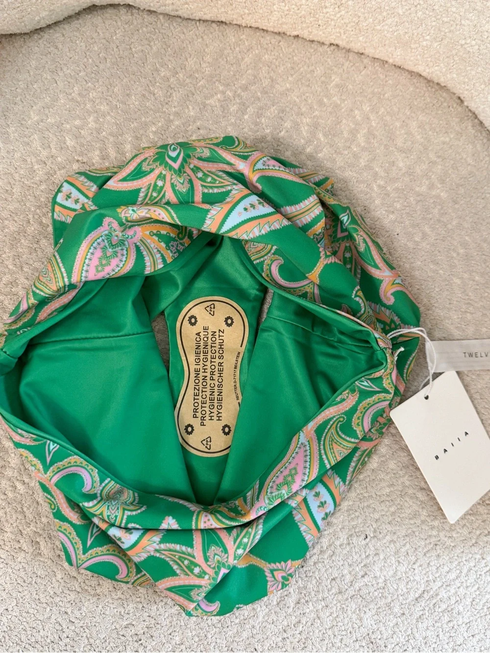 Baiia Swimwear Green Paisley High Waisted Bikini Bottoms NWT US sz 8